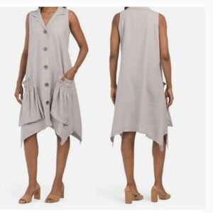 For Cynthia Sleeveless Asymmetrical Handkerchief Hem Dress in Light Gray